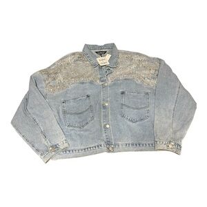 Women’s Davi & Dani Jean Jacket with Lace Patches Size: 3XL